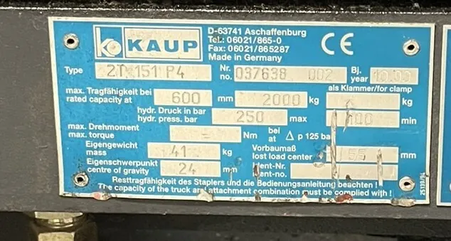 Lot n°60 - Chariot élévateur KAUP (Site Electis de Colmar, 16 rue des frères Lumières Commissaires de Justice : Selarl GROB GUALLAR 5, place du 2 février- 68000 Colmar)